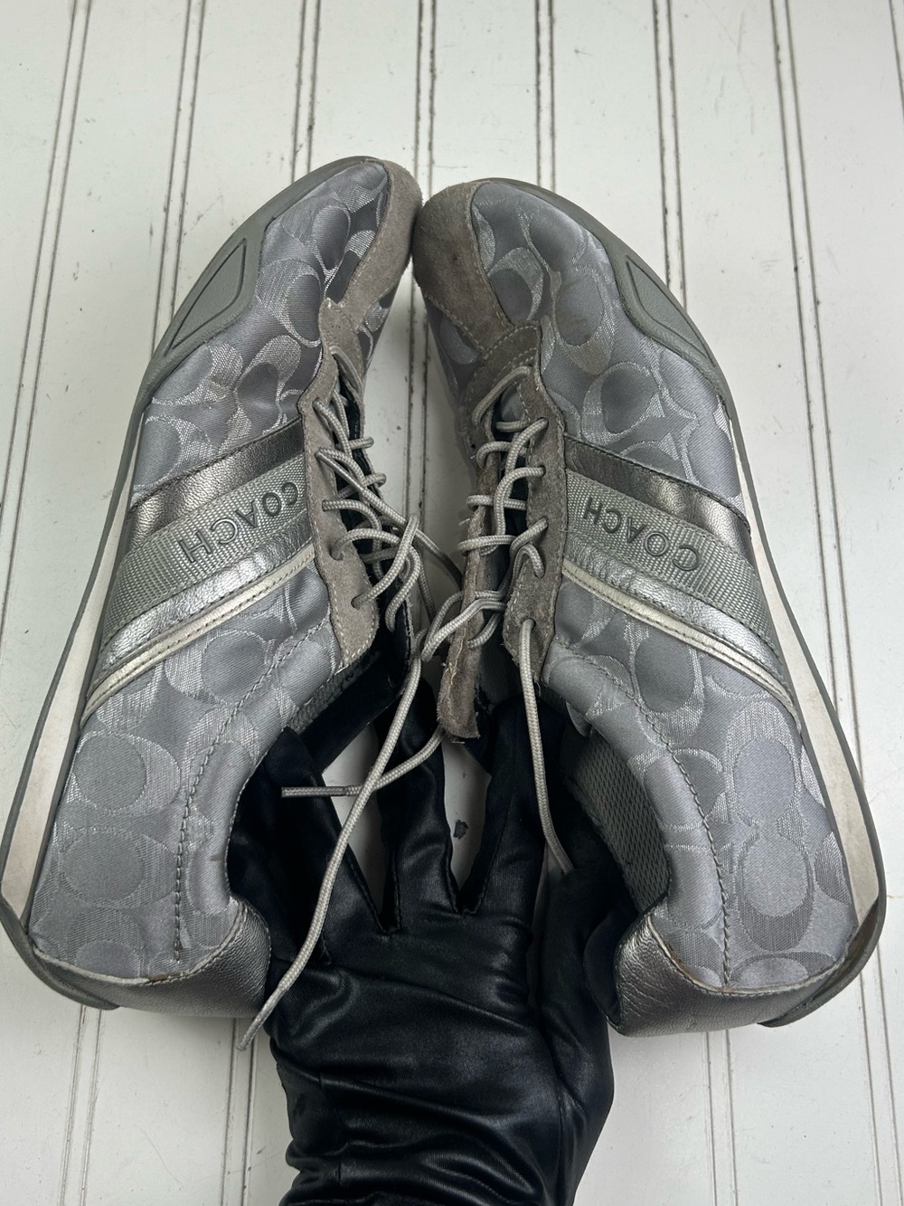 Coach Jayme Monogram Signature Logo Sneakers Grey Silver Women’s Size 11M - Picture 5 of 13